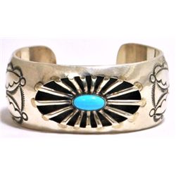 Navajo Turquoise Sterling Silver Cuff Bracelet - RB
