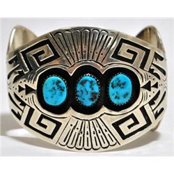 Old Pawn Turquoise Sterling Silver Cuff Bracelet - KK