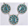 Image 2 : Zuni Turquoise Needlepoint Leaf Sterling Silver Necklace & Earrings Set - Frances Eustace