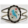 Image 1 : Old Pawn Multi-Stone Inlay Cardinal Sterling Silver Cuff Bracelet