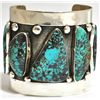 Image 1 : Old Pawn Blue Diamond Turquoise Sterling Silver Cuff Bracelet - CB