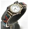 Image 1 : Old Dead Pawn Multi-Stone Inlay Sterling Silver Link Bracelet Women's Watch - Calvin Begay