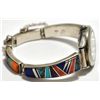 Image 2 : Old Dead Pawn Multi-Stone Inlay Sterling Silver Link Bracelet Women's Watch - Calvin Begay