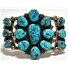 Image 1 : Old Pawn Navajo Turquoise Cluster Sterling Silver Cuff Bracelet - R. Tom