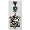 Image 1 : Navajo Turquoise Sterling Silver Turtle Pendant