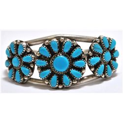 Old Pawn Turquoise Petit Point Sterling Silver Cuff Bracelet - BN?