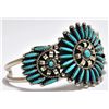 Image 2 : Old Pawn Turquoise Needlepoint Sterling Silver Cuff Bracelet - CJ