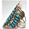 Image 3 : Old Pawn Zuni Turquoise Cluster Sterling Silver Cuff Bracelet - Danny L. Wauneka