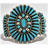 Image 1 : Old Pawn Turquoise Needlepoint Sterling Silver Cuff Bracelet - A & V V