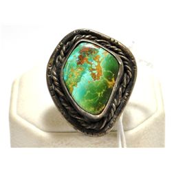 Old Pawn Green Mountain Turquoise Sterling Silver Women's Ring