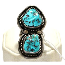 Old Pawn Sleeping Beauty Turquoise Sterling Silver Women's Ring