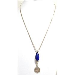 Old Pawn Lapis Lazuli & 1939 Mercury / Winged Liberty Dime Sterling Silver Necklace