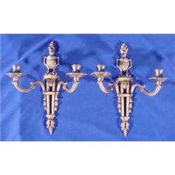 Lot 003_: Pair of Brass Candle Sconces, Ca. 1910