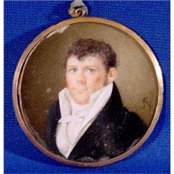 Lot 027_: Signed Miniature of Fat Man on Ivory, Ca. 1835