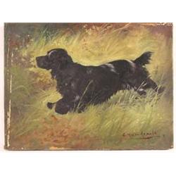 Lot 042_: "G. Muss Arnolt" Signed O/C - Blue Roan Spaniel