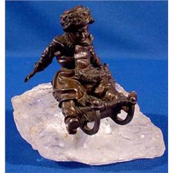 Lot 058_: Russian Child Bronze on Rock Crystal Base, Ca. 1890