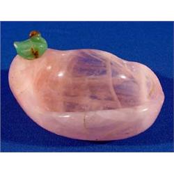 Lot 059_: Jade Duck on Rose Quartz Pond Tray, Ca. 1910