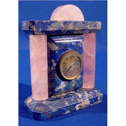 Lot 060_: Lapis & Rose Quartz Clock, Ca. 1915