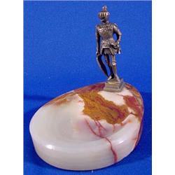 Lot 090_: Bronze Knight on Alabaster Base