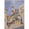 Image 1 : Lot 115_: Middle Eastern Colored Chalk of Urban Scene, Ca. 1960