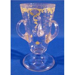 Lot 141_: 3-handled Clear Glass Vassal, Early 20th C.