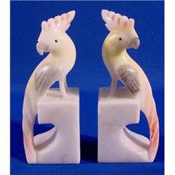 Lot 143_: Italian Carved Stone Parrot Bookends