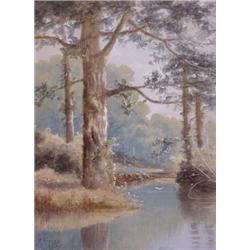 Lot 173_: C.P. Rising Signed W/C Painting of Woodland Bower