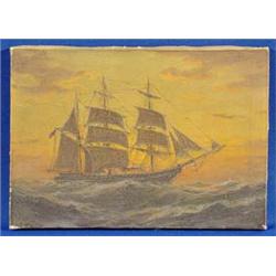 Lot 179_B_: O/C Painting of Ship, Ca. 1900