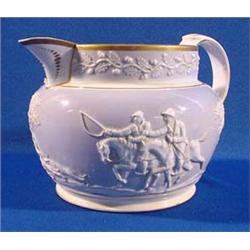 Lot 188_: Porcelain Squat Form Pitcher with Deer Hunting Scene