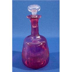 Lot 196_: Hand Blown Cranberry Glass Bottle