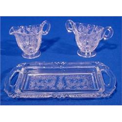 Lot 227_: Heisey Crystal 3pc Sugar and Creamer