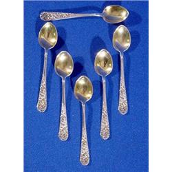 Lot 242_: Set of 6 Reposse Sterling Demitasse Spoons