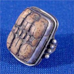 Lot 256_: Probably Ancient Egyptian Scarab Clay Bead Ring