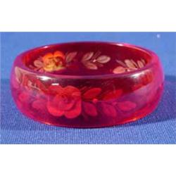 Lot 260_A_: Bakelite Carved Cherry Red Bracelet