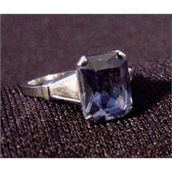 Lot 261_: Tourmaline Rect. Blue Stone Set in 14k White Gold