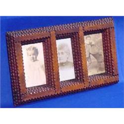 Lot 302_: Tramp Art Triple Picture Frame