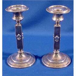 Lot 332_: Pair of Silver Plate Candle Holders