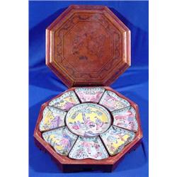 Lot 346_: 19th c. Enameled Oriental 9pc Server, ca. 1850