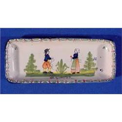 Lot 361_: Quimper Oblong Tray with Peasant Scene