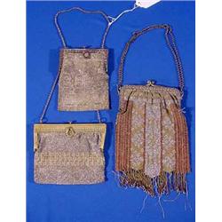 Lot 364_: 3 Vintage Metal Bead Hand Bags