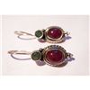 Image 1 : Natural 27.00Ctw Ruby Cabushion Earrings .925 Sterling