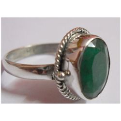 Natural 18.45 ctw Emerald Oval Ring .925 Sterling