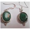 Image 1 : Natural 26.30 ctw Emerald Oval Earring .925 Sterling