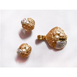 Natural 86.25 ctw Pearl Earrings/ Pendant .925 Sterling