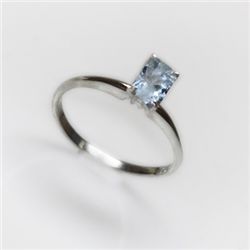 Natural 1.00 ctw Aquamarine Emerald .925 Sterling Ring