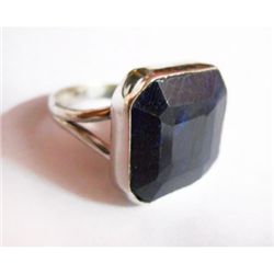 Natural 29.30 ctw Sapphire Square Ring .925 Sterling