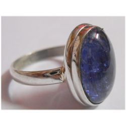 Natural 22.40 ctw Tanzanite Oval Ring .925 Sterling