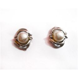 Natural 19.80 ctw Pearl Oval Earrings .925 Sterling