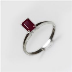 Natural 3.00 ctw Ruby Emerald Cut .925 Sterling Ring