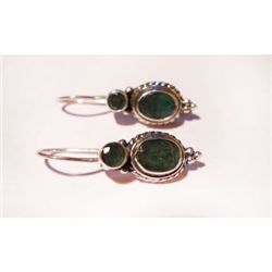 Natural 25.20 ctw Emerald Oval Earrings .925 Sterling